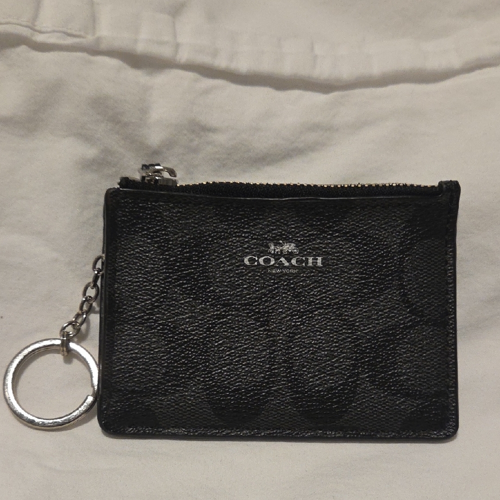 Coach Black Leather Keychain Pouch